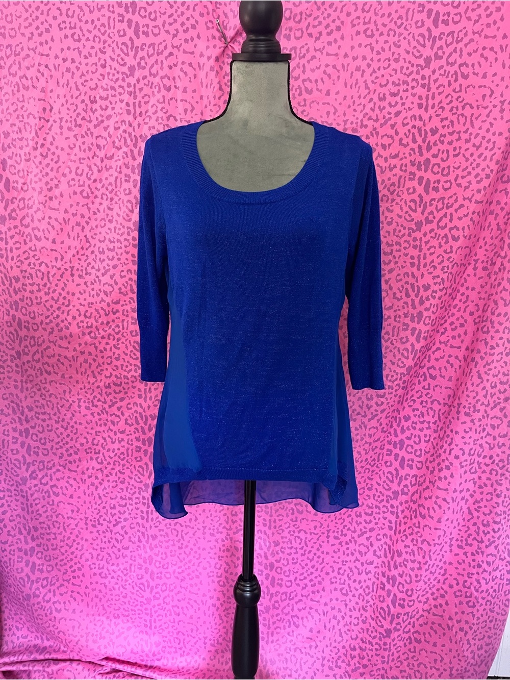 Royal Blue Sheer Hem Knit Top